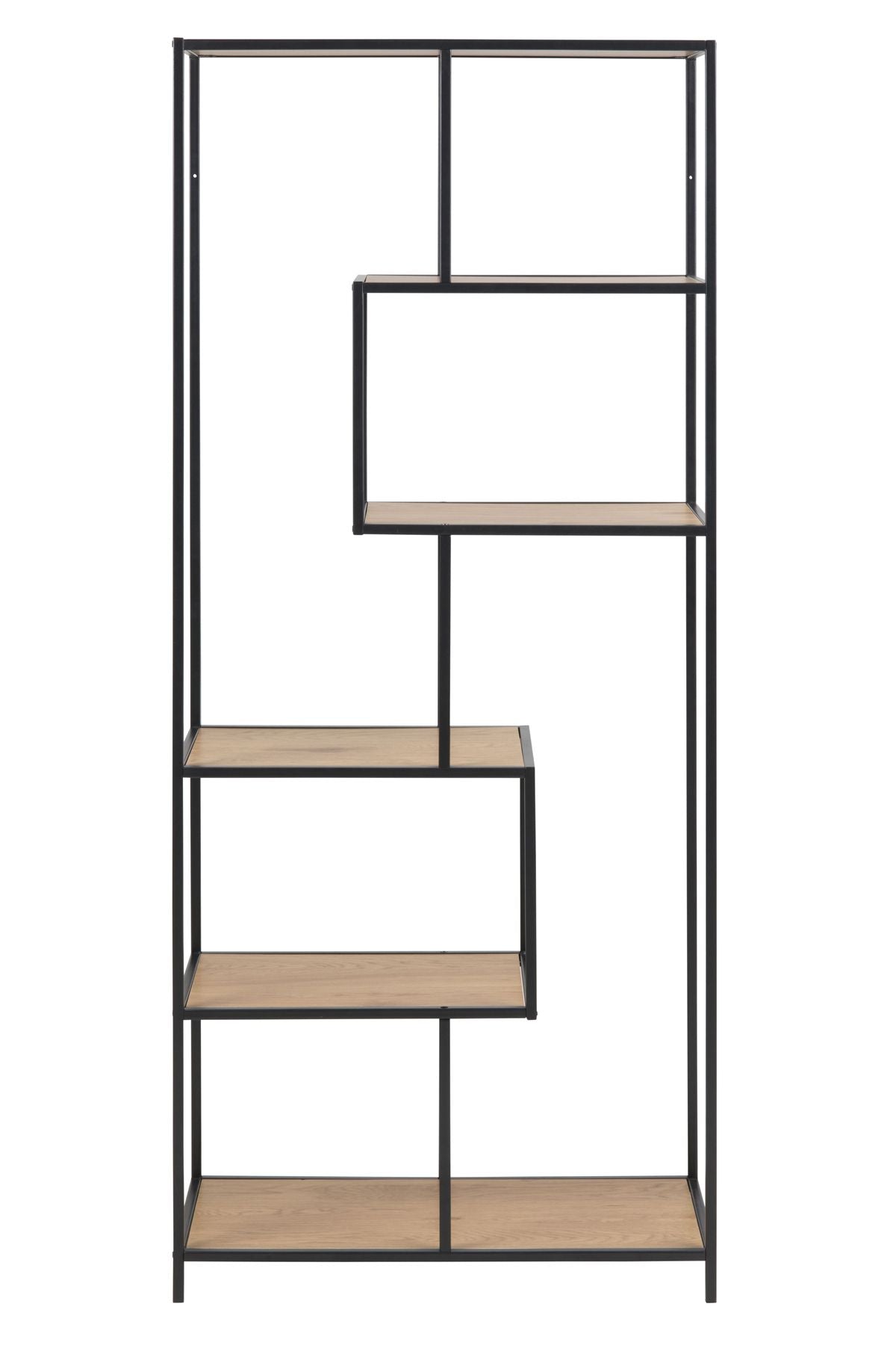 Seaford Shelf H185xW77xD35, Oak look/matte black