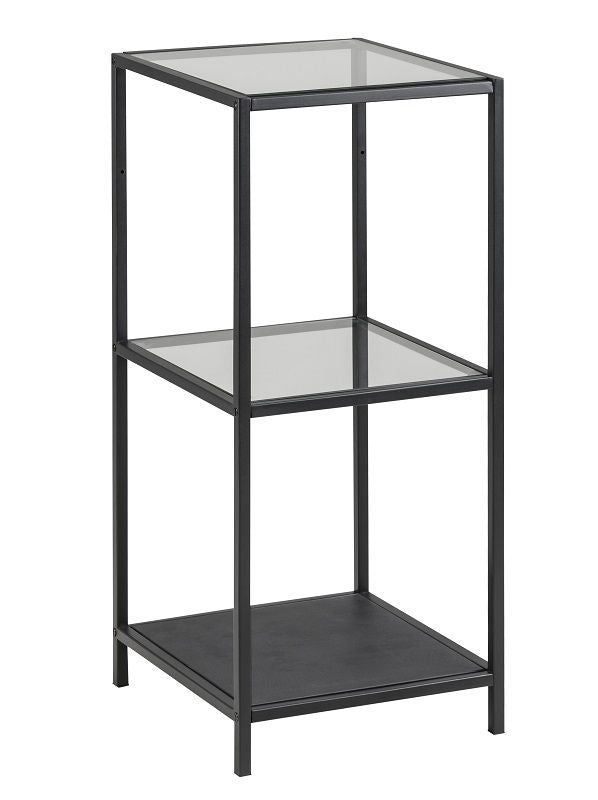 Seaford Shelf Black, 2 glass shelves