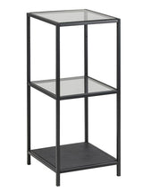 Seaford Shelf Black, 2 glass shelves