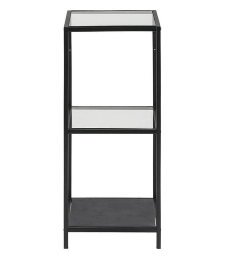 Seaford Shelf Black, 2 glass shelves