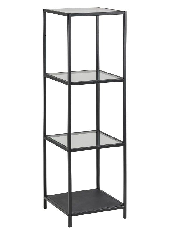 Seaford Shelf Black, 3 glass shelves