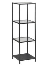 Seaford Shelf Black, 3 glass shelves