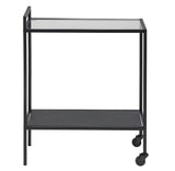 Seaford Roller table w/glass shelves, Black