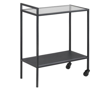 Seaford Roller table w/glass shelves, Black