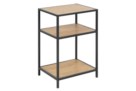 Seaford Bedside table with 2 shelves, Matt black