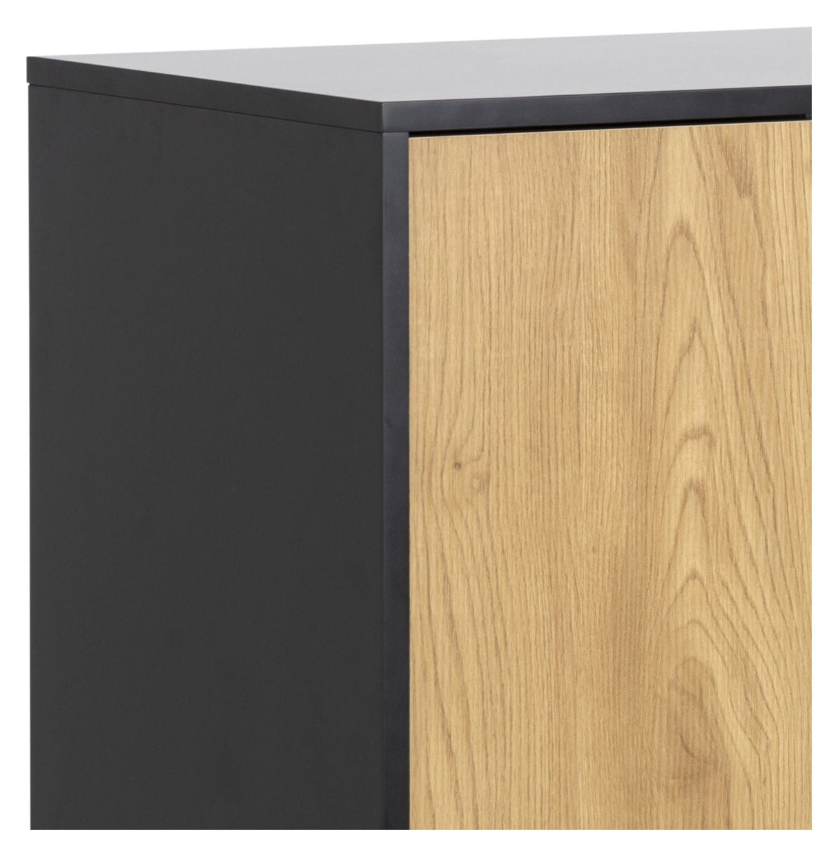 Seaford Sideboard 3 doors, 2 drawers, Matte black/Paper wild oak