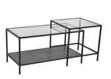 Seaford Coffee Table Set with Glass, Black