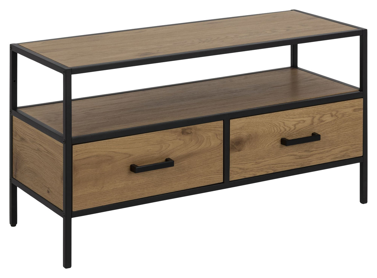 Seaford Table with shelf and 2 drawers, Wild oak melamine