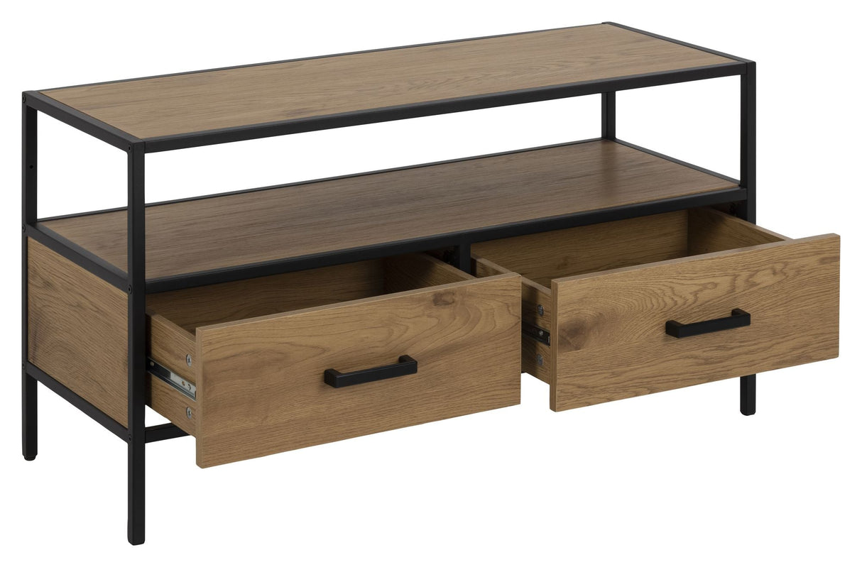 Seaford Table with shelf and 2 drawers, Wild oak melamine