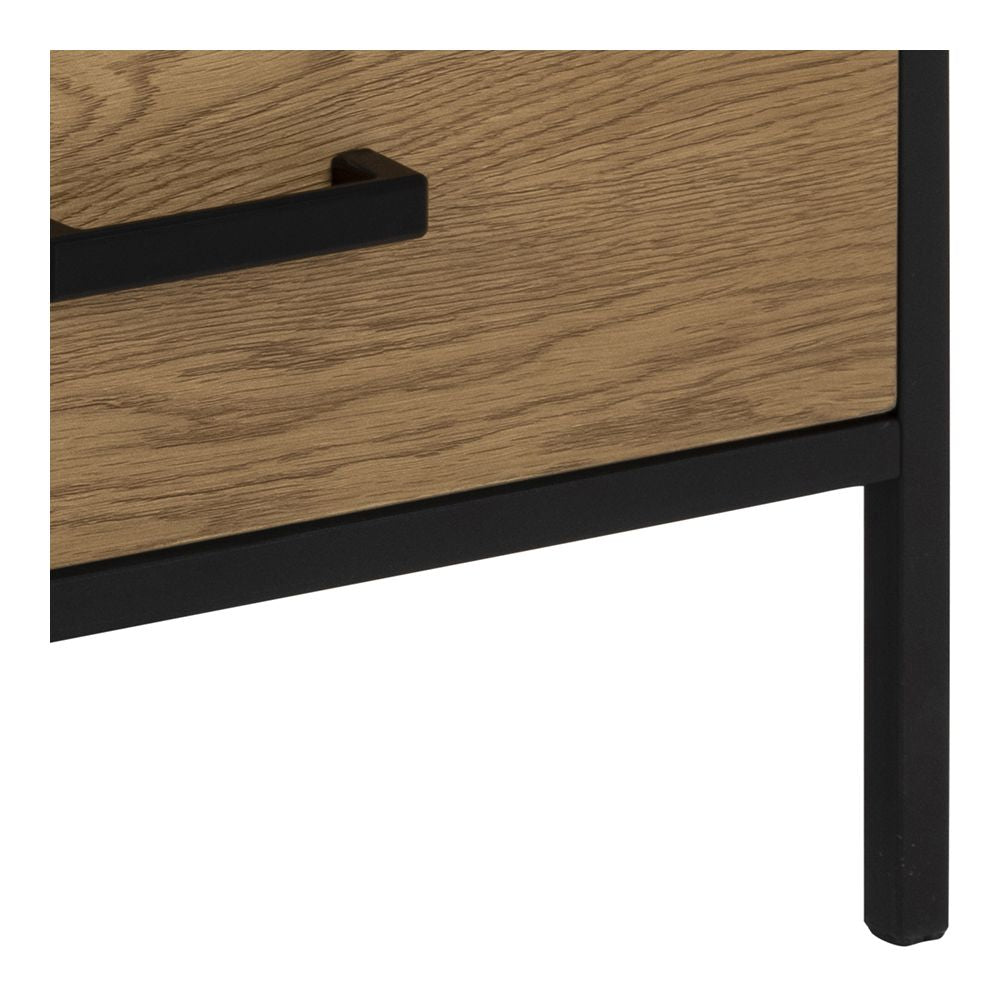 Seaford Table with shelf and 2 drawers, Wild oak melamine