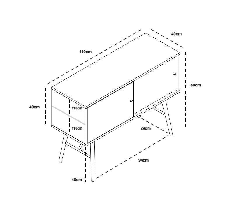 Njordec Dawn Sideboard with sliding doors, Oak veneer