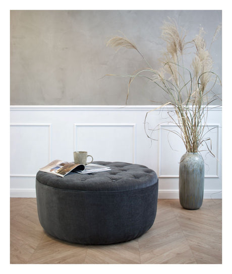 Njordec Dimple pouf, dark gray, Ø84