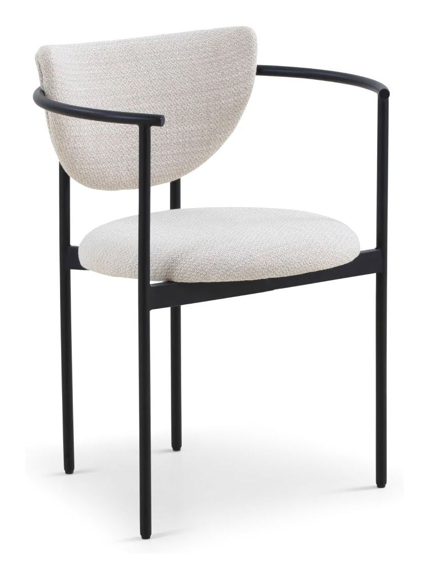 Lunar Dining chair with armrests, Cream Bouclé