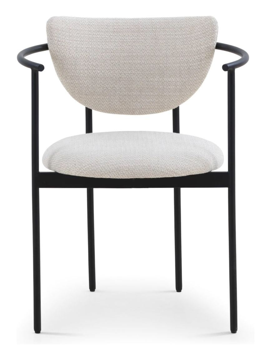 Lunar Dining chair with armrests, Cream Bouclé