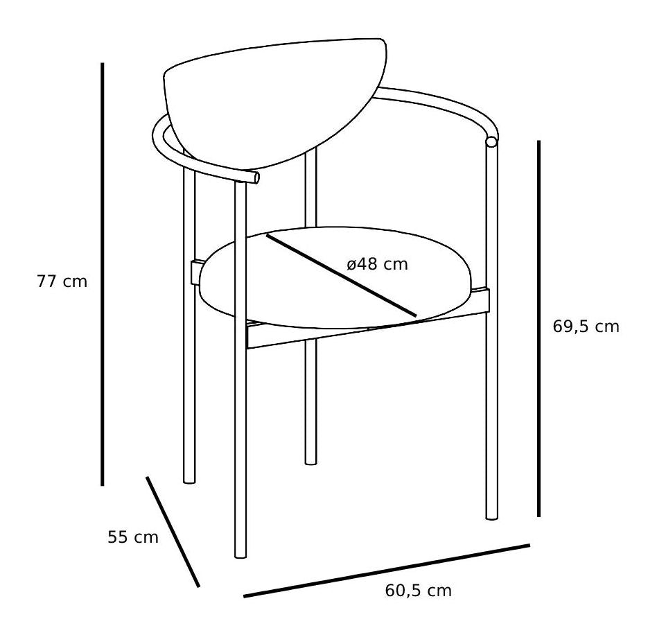 Lunar Dining chair with armrests, Gray fabric