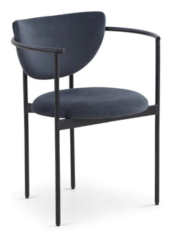 Lunar Dining chair with armrests, Dark gray Velvet