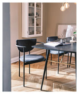 Lunar Dining chair with armrests, Dark gray Velvet