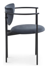 Lunar Dining chair with armrests, Dark gray Velvet