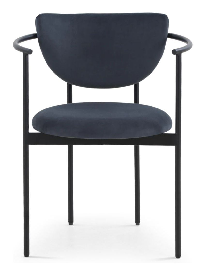 Lunar Dining chair with armrests, Dark gray Velvet