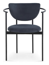 Lunar Dining chair with armrests, Dark gray Velvet