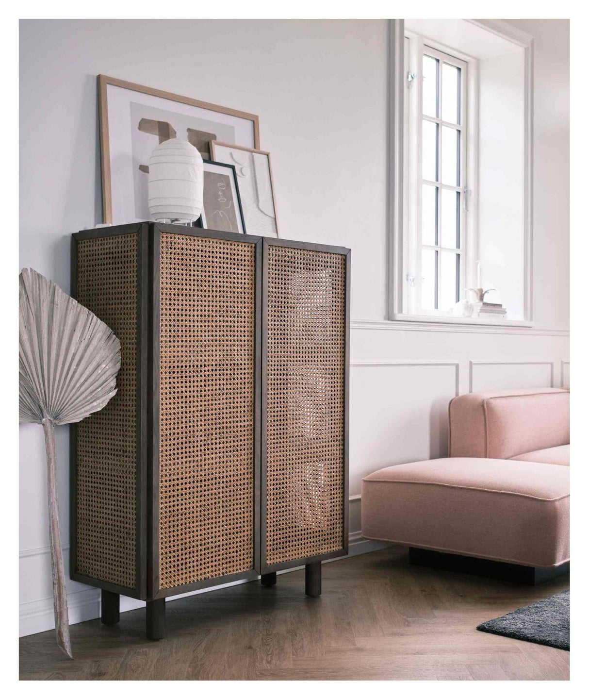 Neo Sideboard, Smoked Oak and French Woven Doors