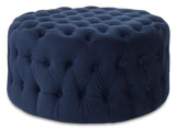 Njordec Velvet Chesterfield puff, Blue, Ø85