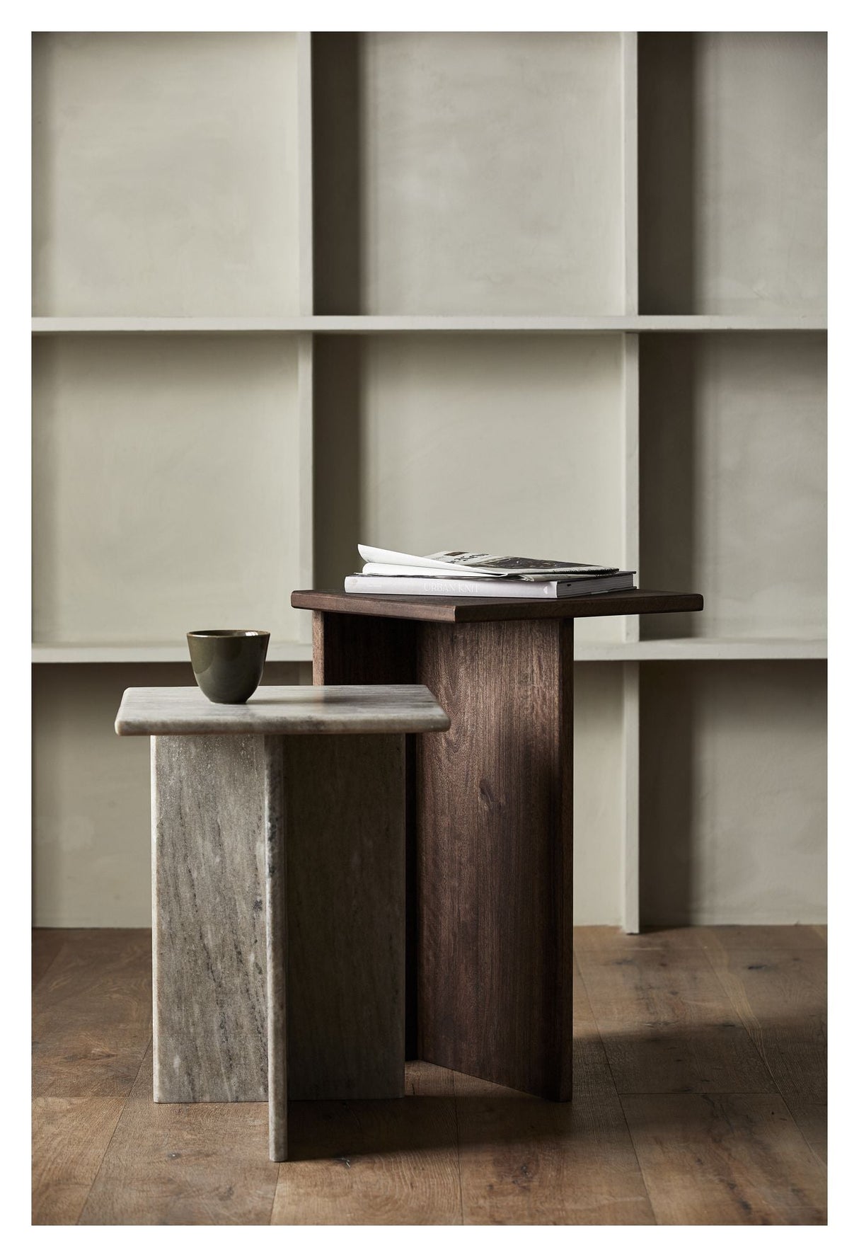 Nordal GLINA Side tables, Mango wood / Marble