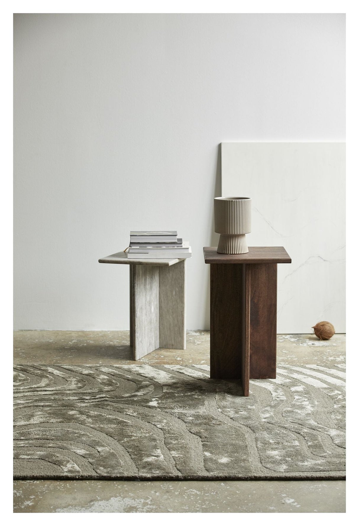 Nordal GLINA Side tables, Mango wood / Marble