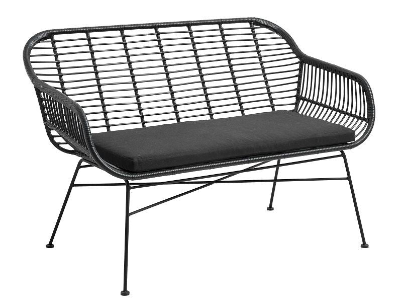 Nordal - Garden bench with cushion - Black