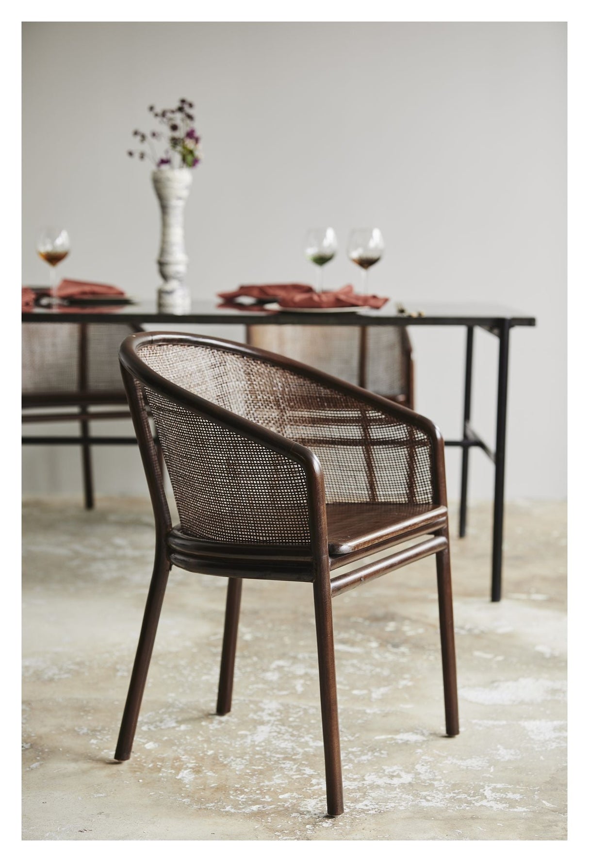 Nordal MOSSO Dining Chair - Dark Teak/Rattan