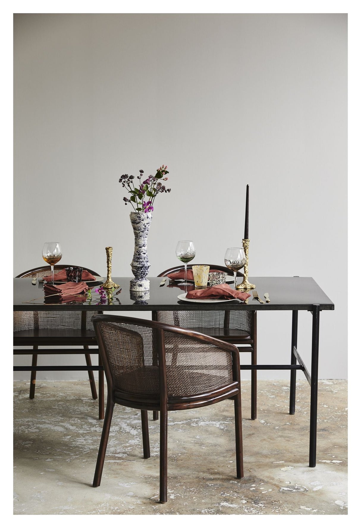 Nordal MOSSO Dining Chair - Dark Teak/Rattan