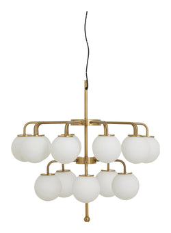 PALMA Chandelier, Brass/White