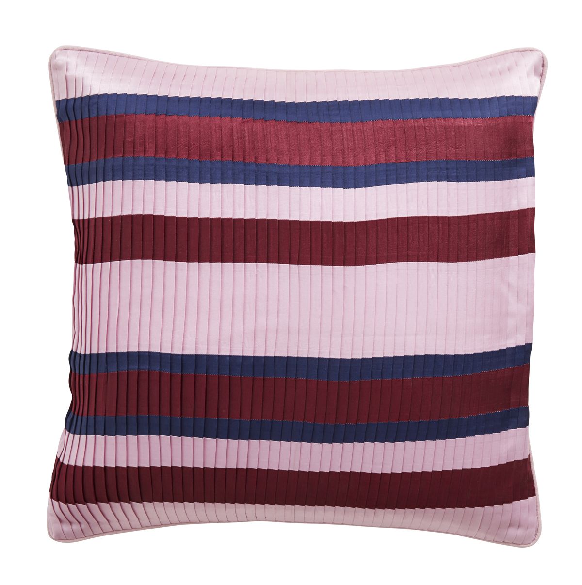 Nordal - Pleated Cushion cover 48x48 m. stripes - Rose/Burgundy