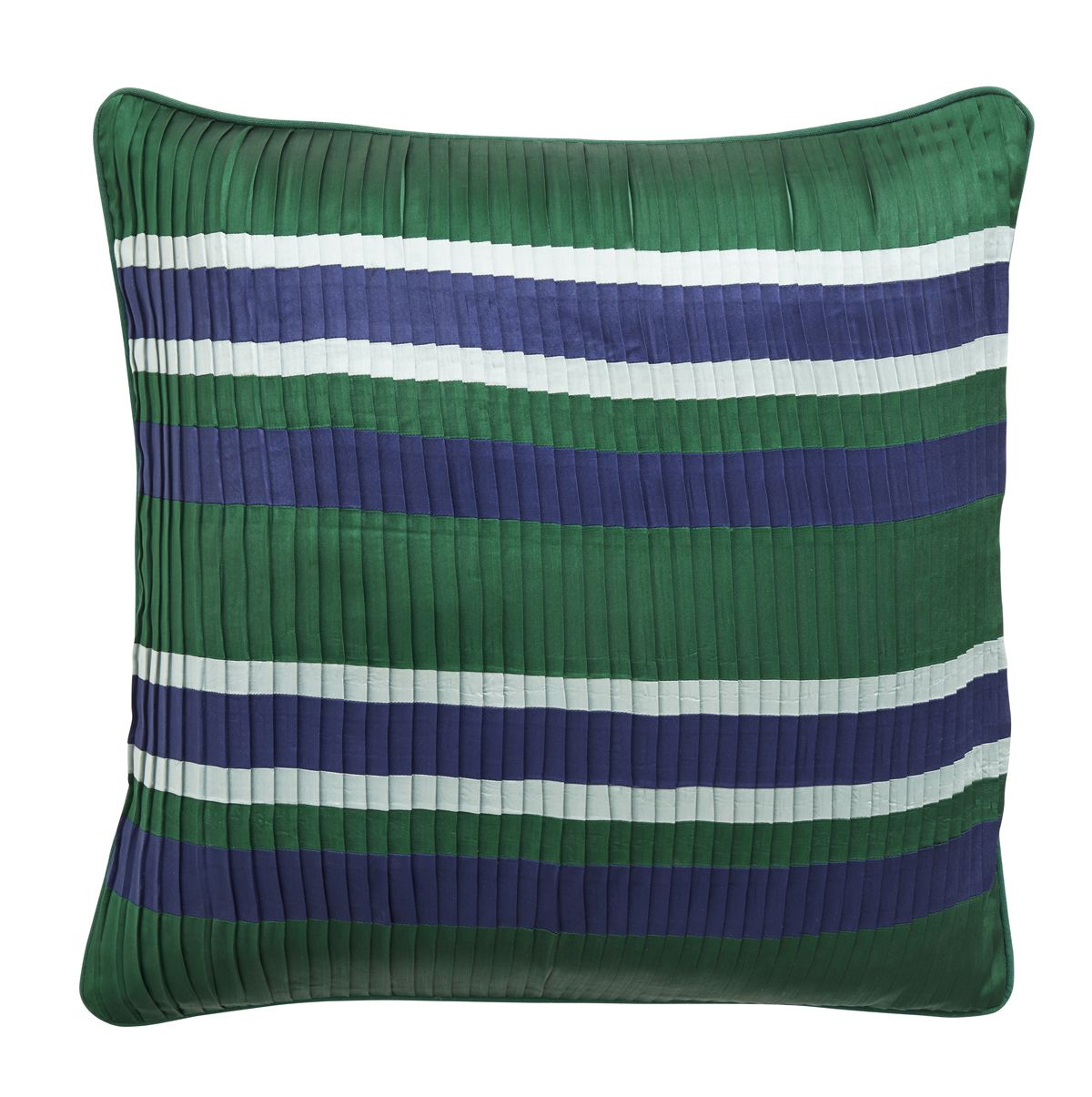 Nordal - Pleated Cushion cover with stripes Dark green/Navy