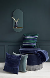 Nordal - Pleated Cushion cover with stripes Dark green/Navy