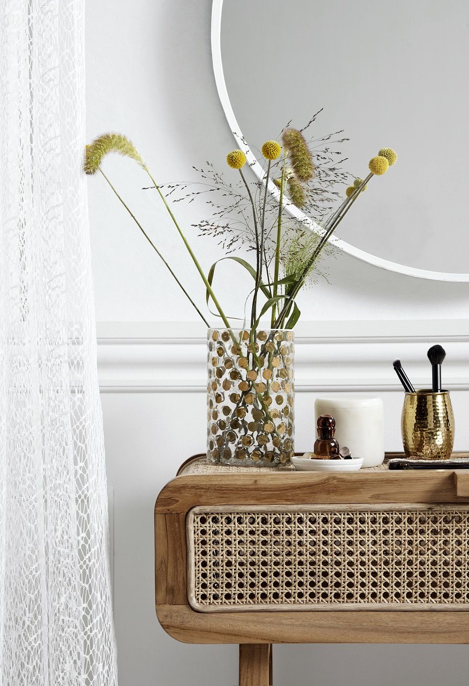 Nordal - Teak Console table w/open mesh weaving