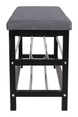 Padova Bench w. shoe shelves, Black/Gray