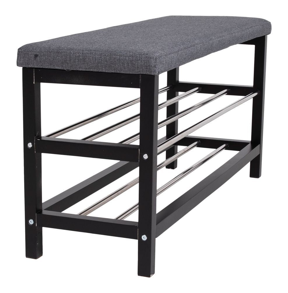 Padova Bench w. shoe shelves, Black/Gray