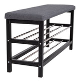 Padova Bench w. shoe shelves, Black/Gray