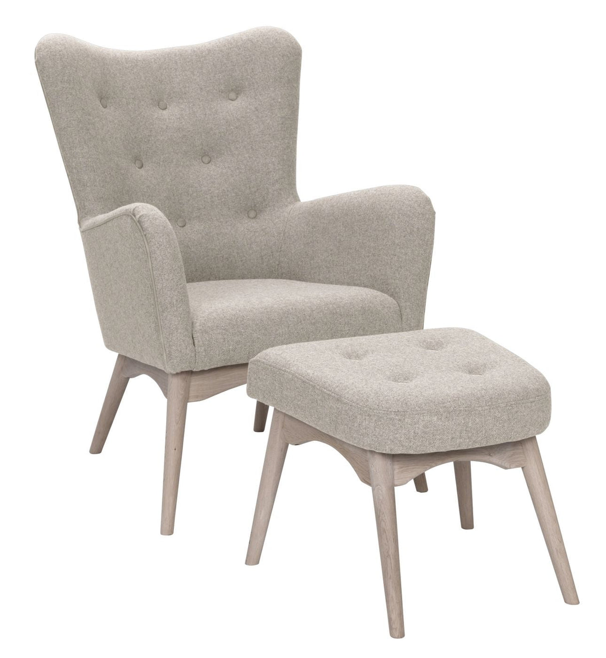 Palmetto Armchair with stool - beige Wool