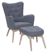 Palmetto Armchair with stool - Blue Wool