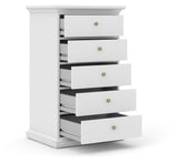 Paris Chest - White w/5 drawers