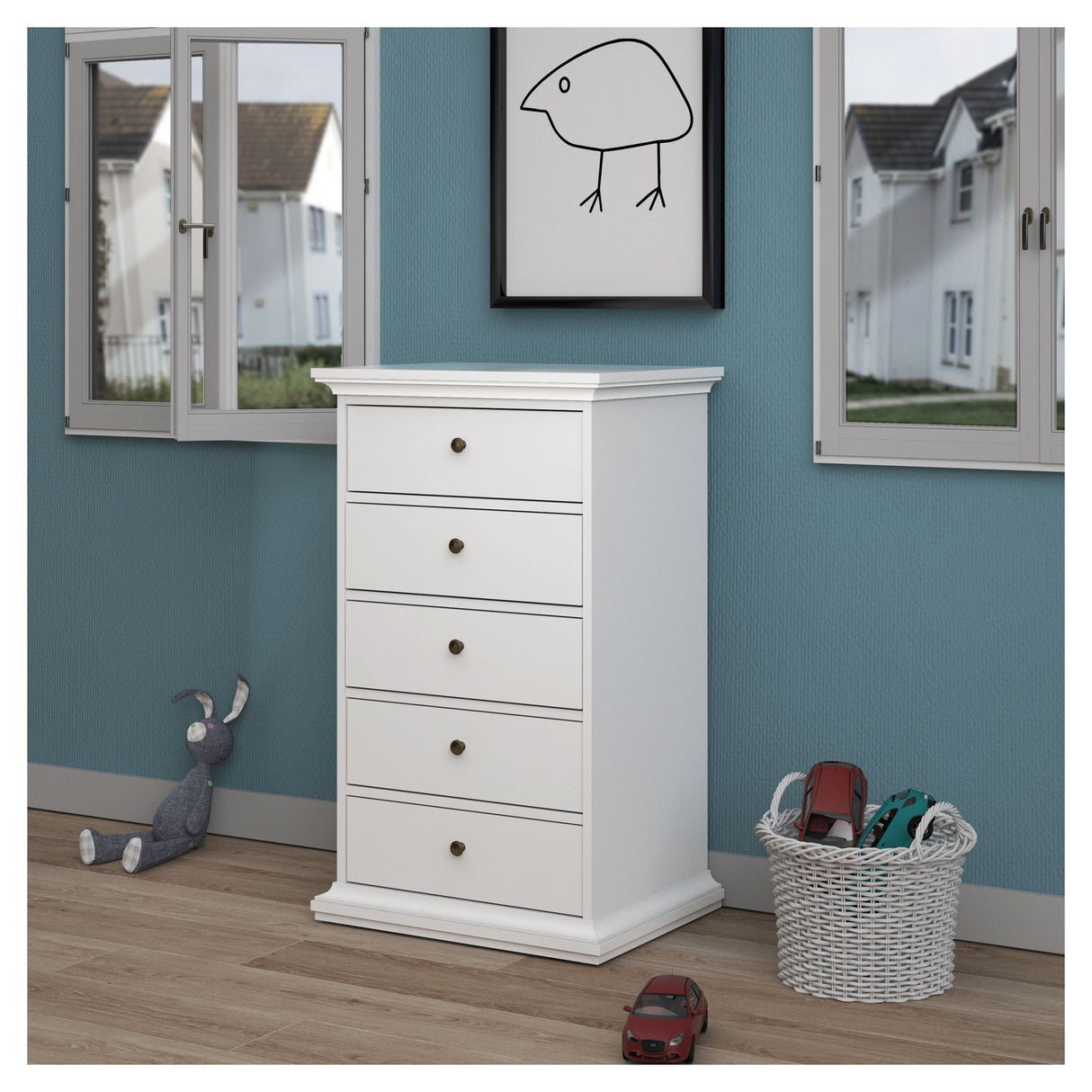 Paris Chest w. 5 drawers - White