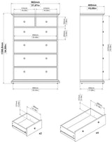 Paris Chest w. 6 drawers - Matte gray