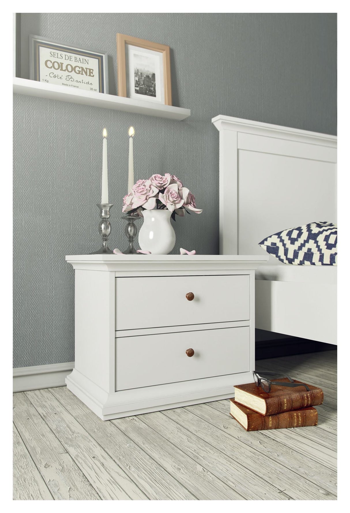 Paris Bedside table - White H:49