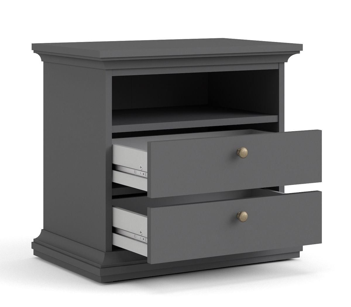 Paris Bedside table with 2 drawers - Mat gray