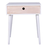 Parma Bedside table, white with 1 wooden drawer