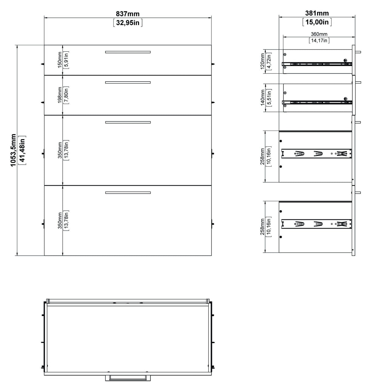 Prima Extra Drawers - 4 pcs. White