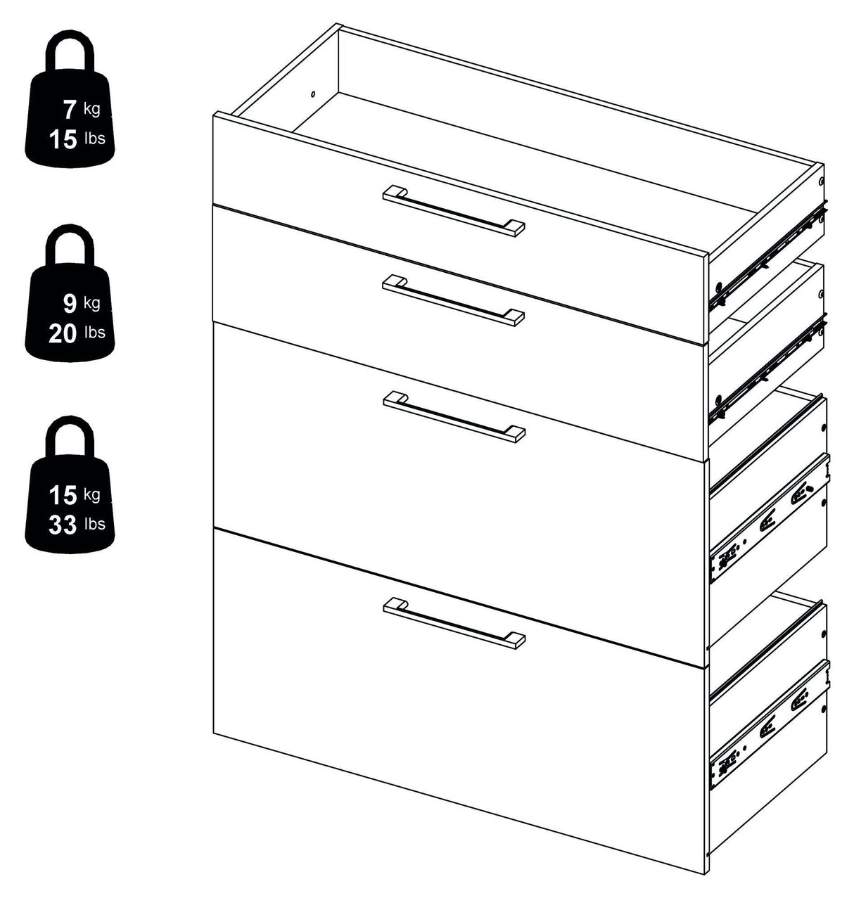 Prima Extra Drawers - 4 pcs. White