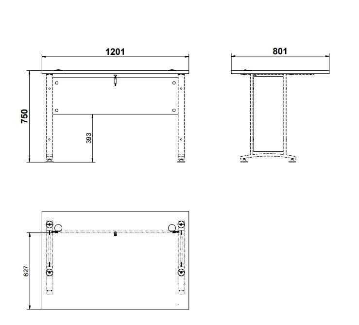 Prima Desk - Light wood 120cm w/metal legs